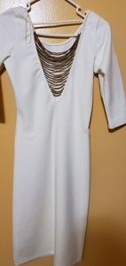 White with gold bodycon dress